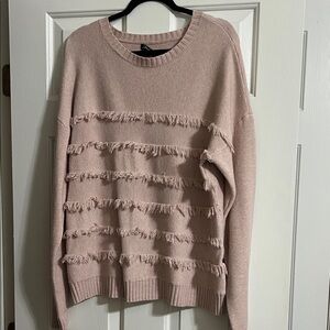 Charlie Pink Long Sleeve Fringe Detail Sweater Size XL